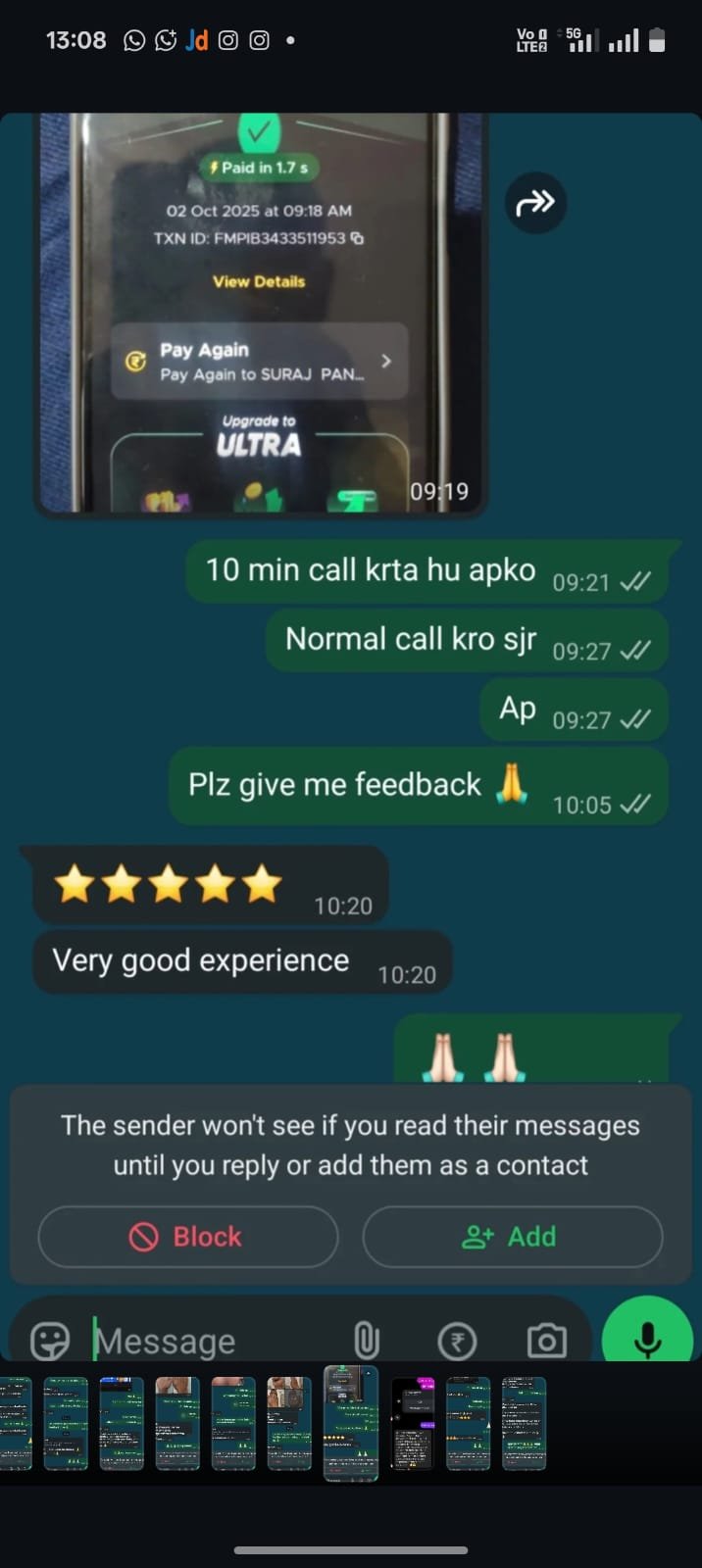 Client WhatsApp Feedback