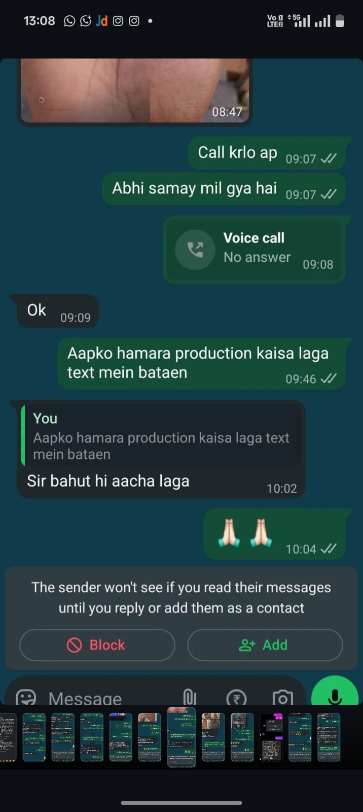 Client WhatsApp Feedback