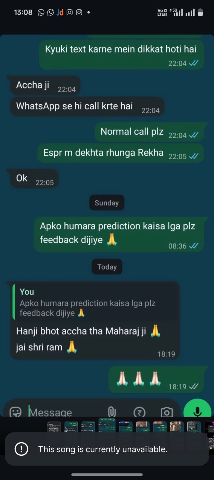 Client WhatsApp Feedback